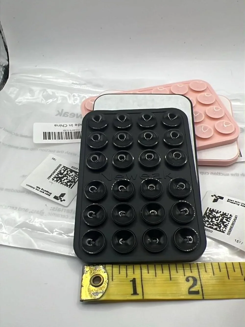 Silicone Phone Sticky Grip, Suction Phone Case Mount - 2 Black & 2 Pink